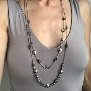 Chico’s multi-layered silver beaded necklace